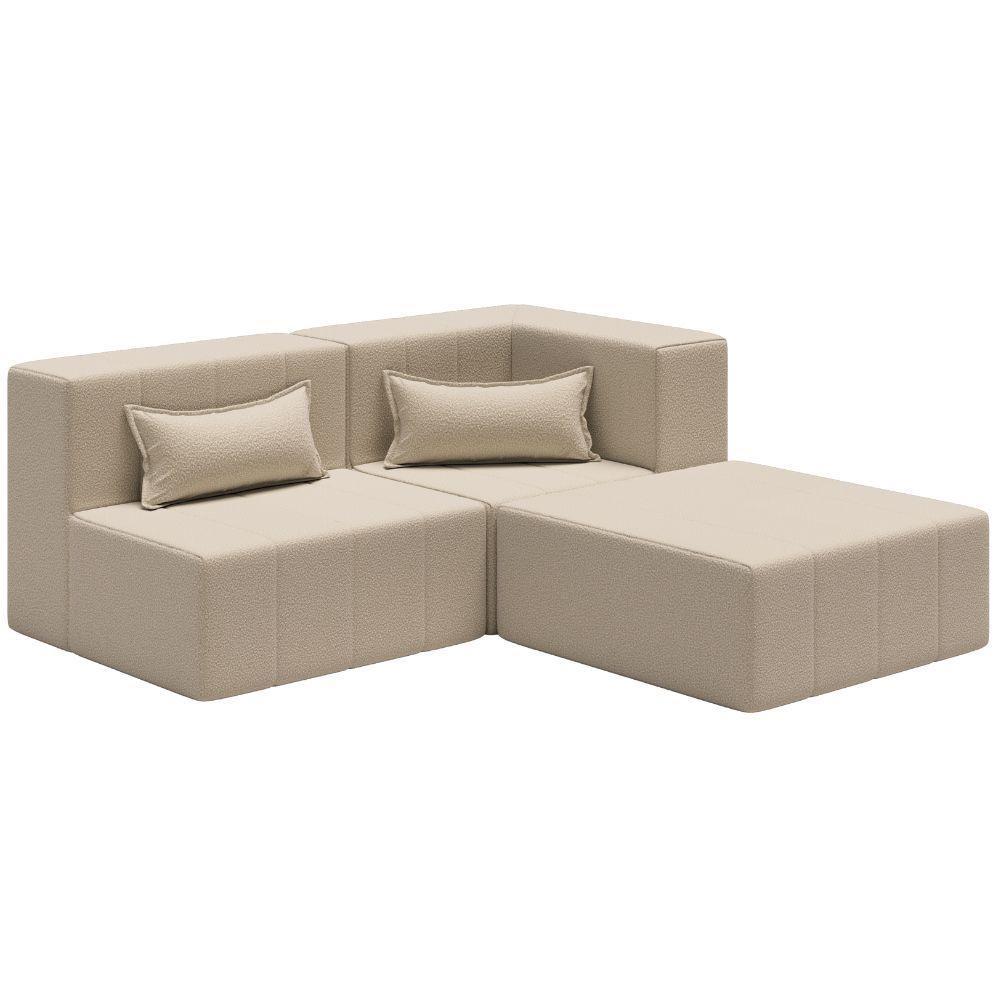 Sofá Puff Canto In Box Modular 3 Em 1 Boucle - Smart Pack Vanilla - 1