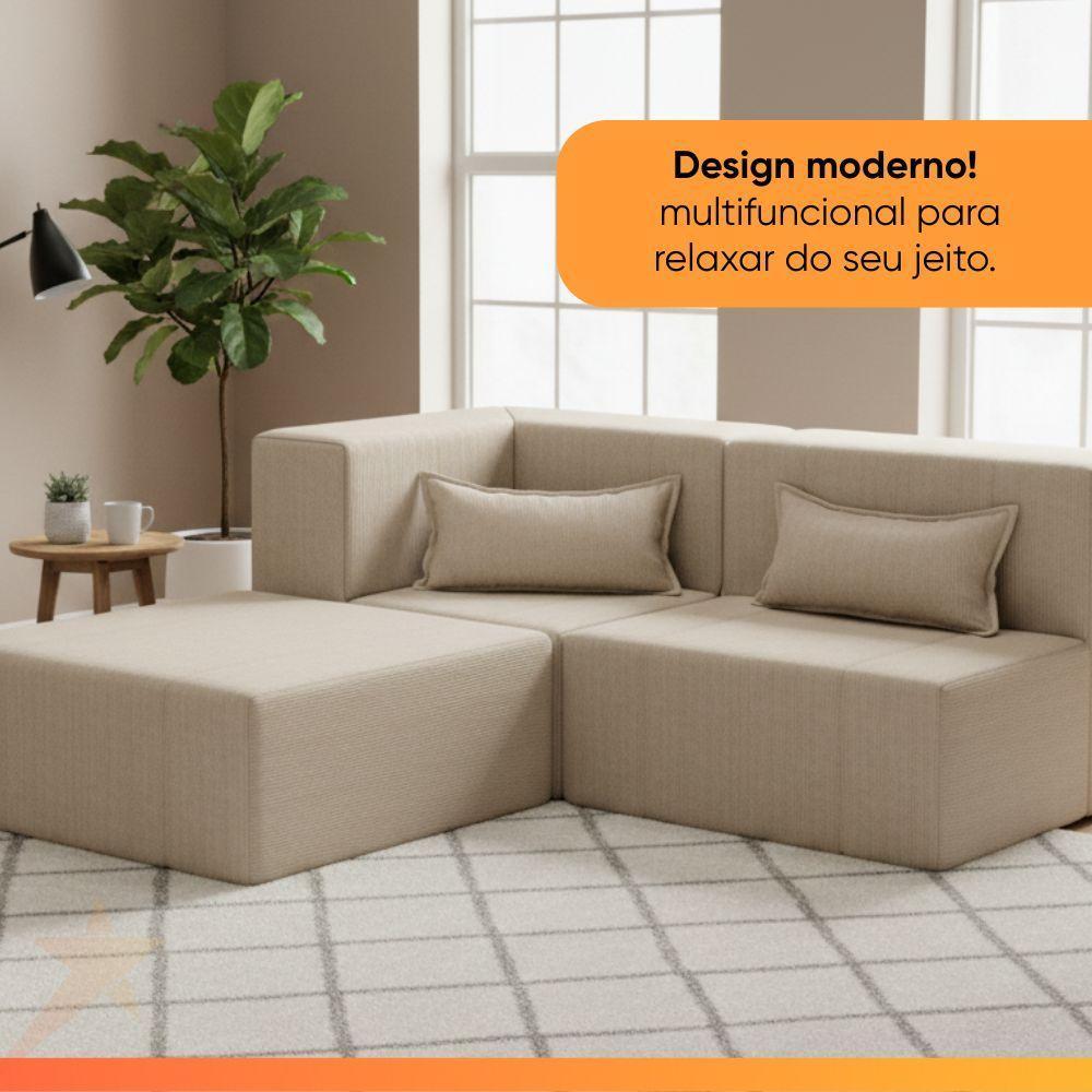 Sofá Puff Canto In Box Modular 3 Em 1 Boucle - Smart Pack Vanilla - 4