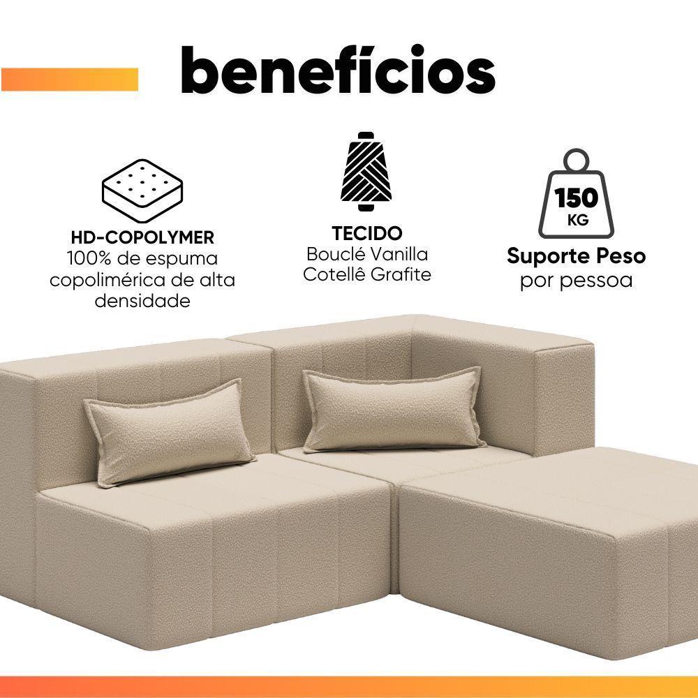 Sofá Puff Canto In Box Modular 3 Em 1 Boucle - Smart Pack Vanilla - 5
