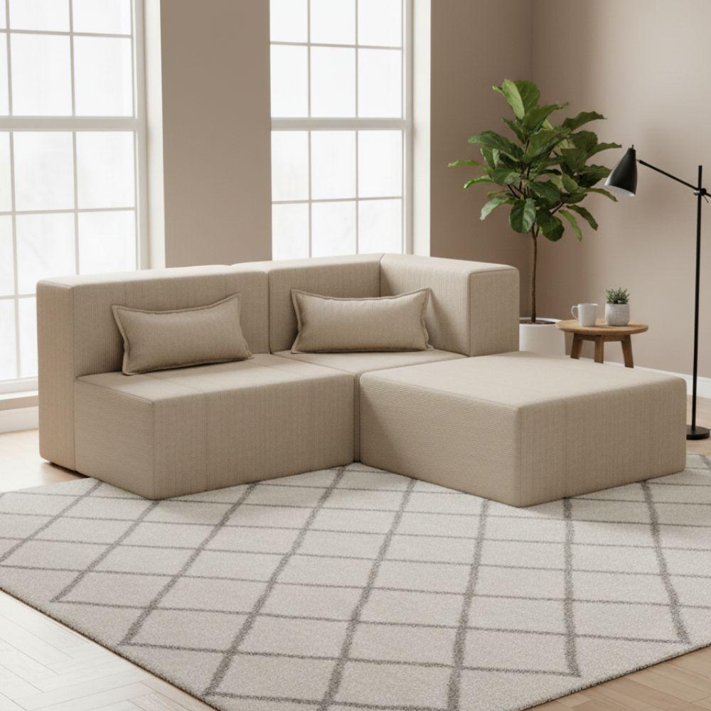 Sofá Puff Canto In Box Modular 3 Em 1 Boucle - Smart Pack Vanilla - 7