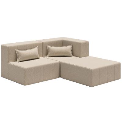 Sofá Puff Canto In Box Modular 3 Em 1 Boucle - Smart Pack Vanilla
