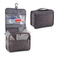Necessaire Grande Com Cabide Poliéster Cinza Para Viagens - 1