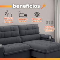 Sofá Retrátil E Reclinável 3 Lugares 2,10m Com Porta Copos Slim Stanley Cinza - 5