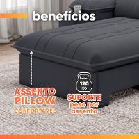 Sofá Retrátil E Reclinável 3 Lugares 2,10m Com Porta Copos Slim Stanley Cinza - 6