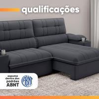 Sofá Retrátil E Reclinável 3 Lugares 2,10m Com Porta Copos Slim Stanley Cinza - 7