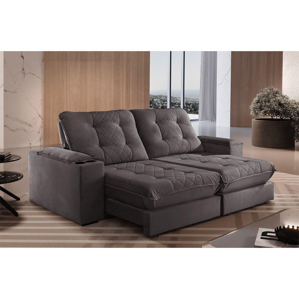 Sofá Retrátil Botucatu 1,80m 02 Lugares Molas Ensacadas Txr Marrom - 1