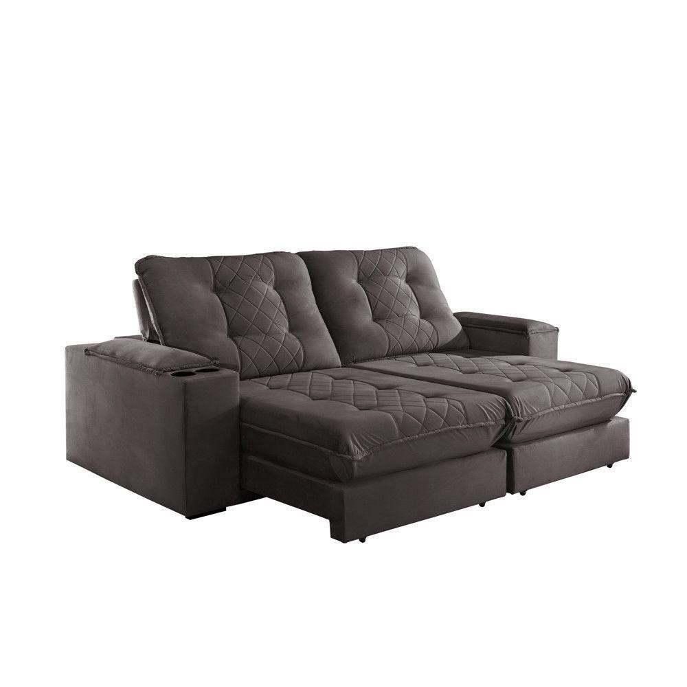 Sofá Retrátil Botucatu 1,80m 02 Lugares Molas Ensacadas Txr Marrom - 2