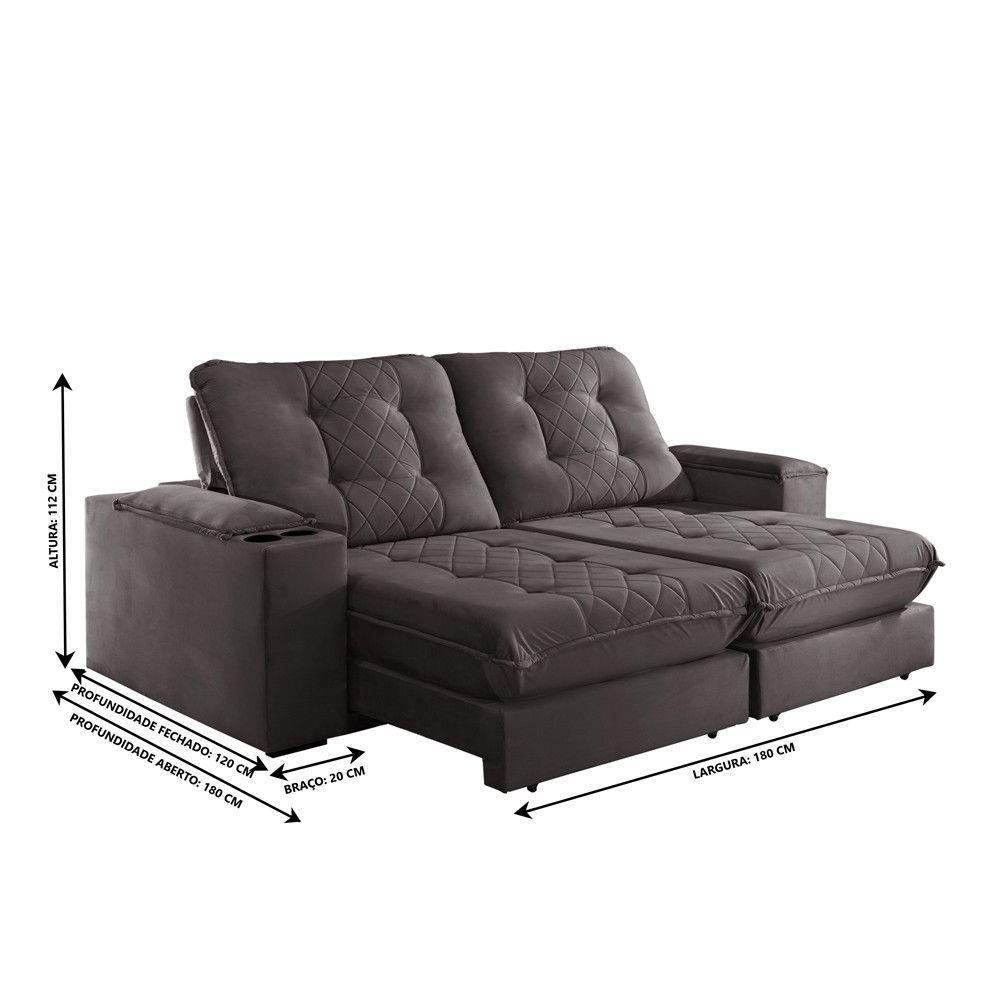 Sofá Retrátil Botucatu 1,80m 02 Lugares Molas Ensacadas Txr Marrom - 3