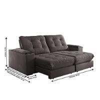 Sofá Retrátil Botucatu 1,80m 02 Lugares Molas Ensacadas Txr Marrom - 3