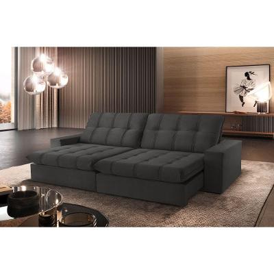 Sofá Retrátil Caparaó 2,50m 4 Lugares Molas Ensacadas Txr Cinza