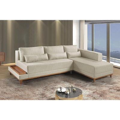 Sofá De Canto 4 Lugares Com Chaise M-174 Estofados Martins Linho Creme
