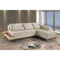 Sofá De Canto 4 Lugares Com Chaise M-174 Estofados Martins Linho Creme - 1