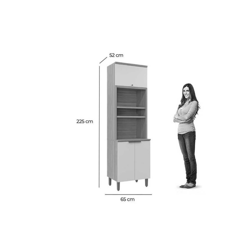 Paneleiro De Cozinha Selene C- 3 Portas E 2 Nichos P- Fornos 65cm Jequitiba-off White Fosco - Linea Brasil - 3
