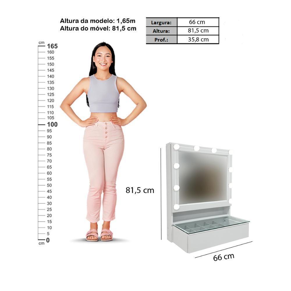 Penteadeira Suspensa Ditalia 1 Gav + Kit Luz Pe-130 Branco - 4