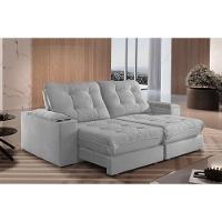 Sofá Retrátil Botucatu 2,50m 04 Lugares Molas Ensacadas Txr Prata - 1