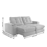 Sofá Retrátil Botucatu 2,50m 04 Lugares Molas Ensacadas Txr Prata - 3