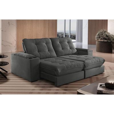 Sofá Retrátil Botucatu 2,30m 04 Lugares Molas Ensacadas Txr Cinza