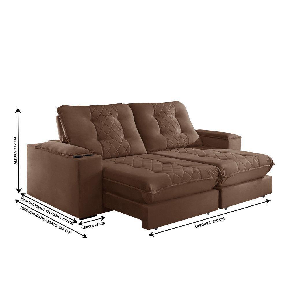 Sofá Retrátil Botucatu 2,30m 04 Lugares Molas Ensacadas Txr Cobre - 3