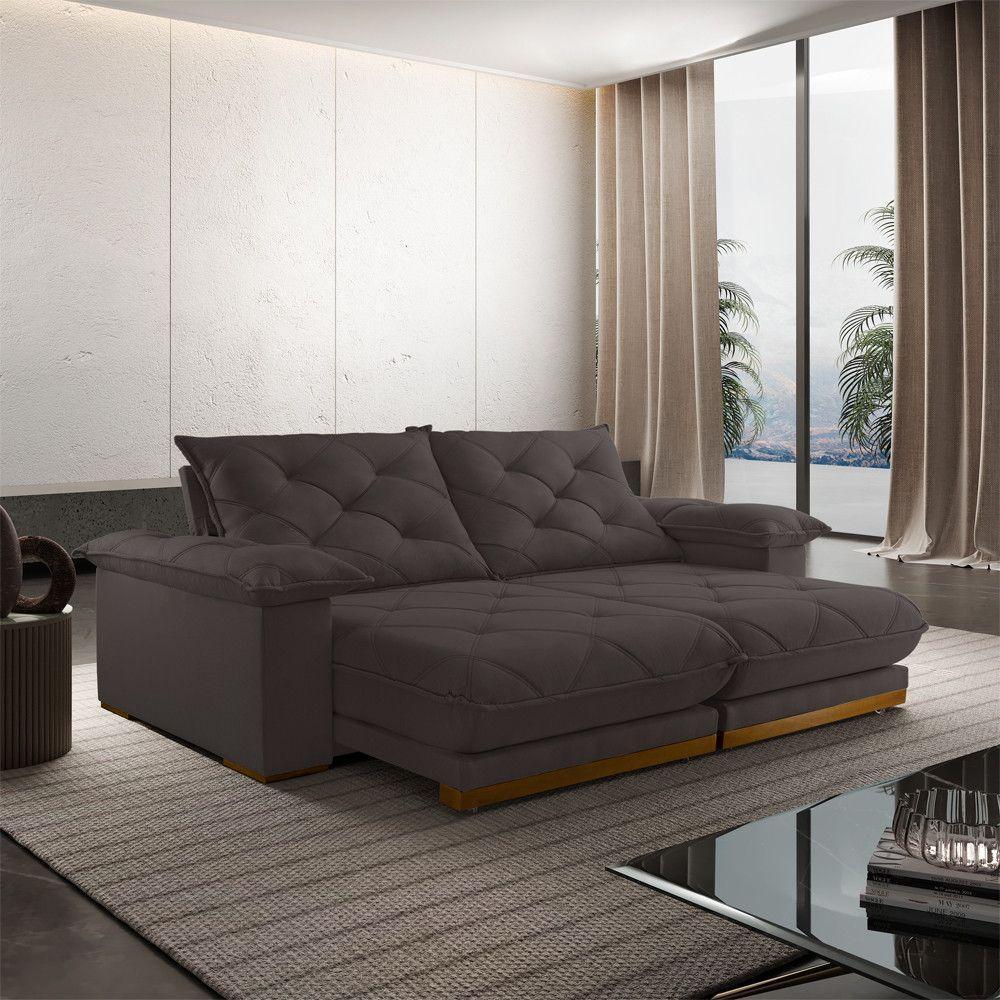 Sofá Retrátil Marrocos 2,30m 04 Lugares Molas Ensacadas Txr Marrom - 1