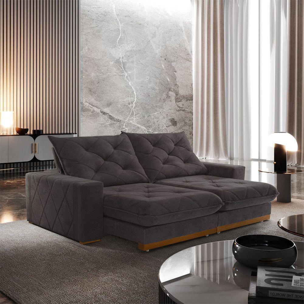 Sofá Retrátil Muzambinho 2,30m 4 Lugares Molas Ensacadas Txr Marrom - 1