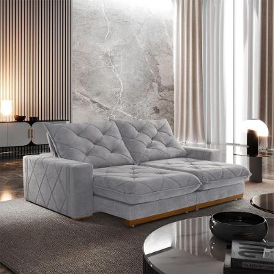 Sofá Retrátil Muzambinho 2,50m 4 Lugares Molas Ensacadas Txr Prata