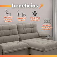 Sofá Retrátil E Reclinável 3 Lugares 2,10m Com Porta Copos Slim Stanley Castor - 5