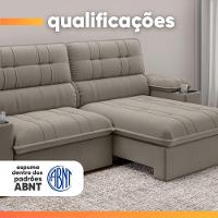 Sofá Retrátil E Reclinável 3 Lugares 2,10m Com Porta Copos Slim Stanley Castor - 7