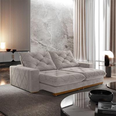 Sofá Retrátil Muzambinho 2,90m 5 Lugares Molas Ensacadas Txr Bege