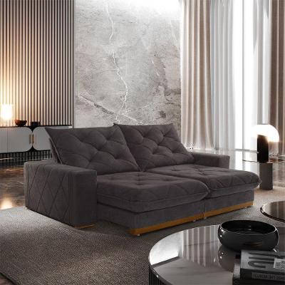 Sofá Retrátil Muzambinho 2,50m 4 Lugares Molas Ensacadas Txr Marrom