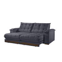 Sofá Retrátil Barcelona 2,10m 3 Lugares Molas Ensacadas Txr Cinza - 2