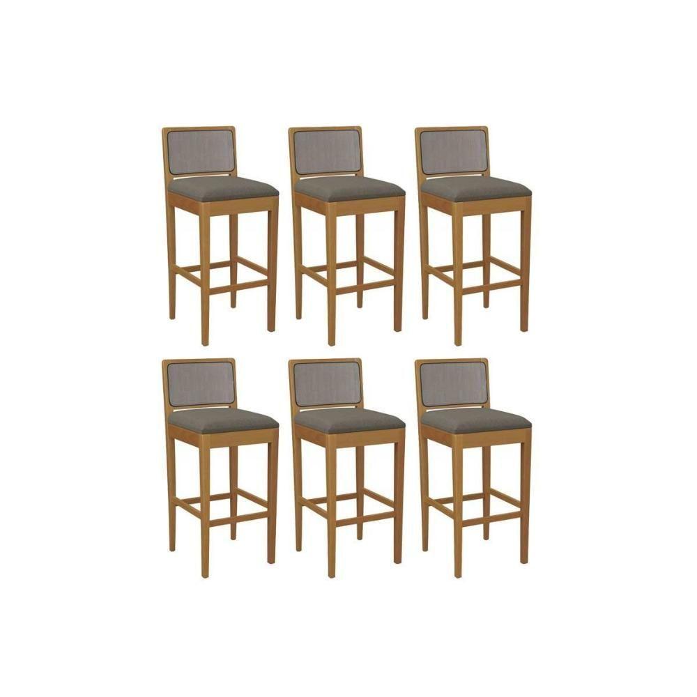 Banqueta Sala De Jantar Sara 1bmm005ca Premium Madeira Maciça Kit 6 Un Carvalho-linho Escuro-tela Grafite - Kappesberg - 1