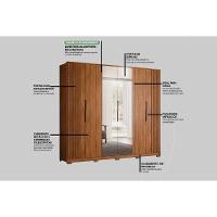 Guarda Roupa Casal 6 Portas (2 Ripadas E 2 C- Espelho) E 6 Gavetas C- Pés Atrice Nogueira Touch-nude Prime - Demóbile - 2