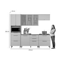 Cozinha Modulada Completa Atena 5 Peças (2aéreos+2balcões+1paneleiro) Cp05 Jequitiba-off White Fosco - Linea Brasil