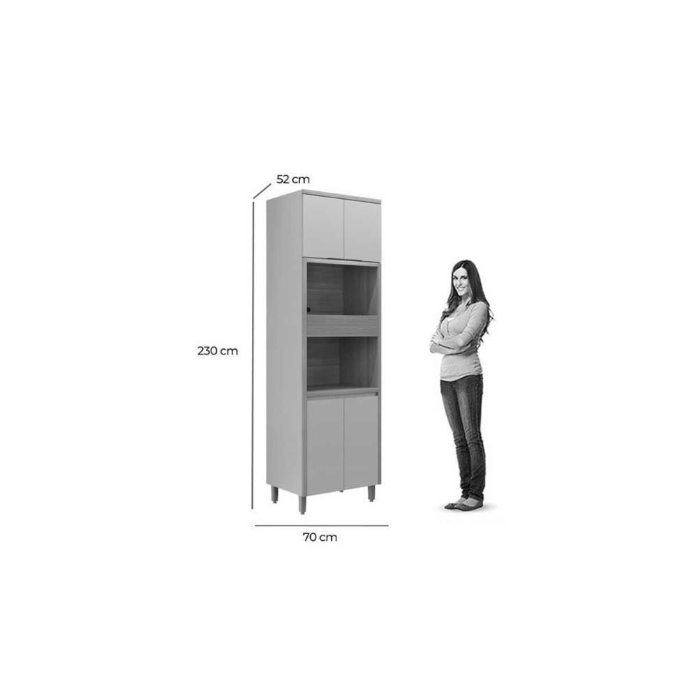 Paneleiro De Cozinha Allure C- 5 Portas E 2 Nichos P- Fornos 70cm Jequitiba-gris Fosco - Linea Brasil - 2
