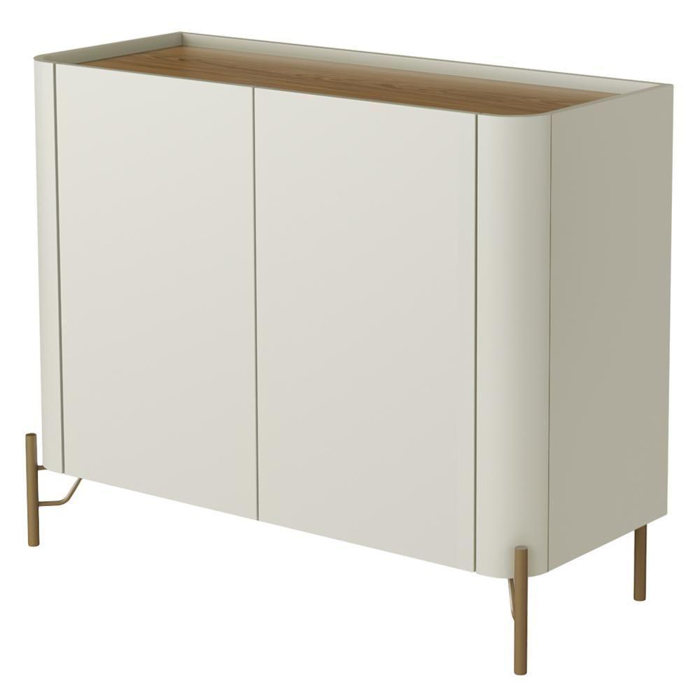 Buffet Para Sala De Jantar 2 Portas 1 Gaveta Pés Industrial Dourado Naim I03 Luna Louro - Lyam - 6