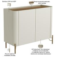 Buffet Para Sala De Jantar 2 Portas 1 Gaveta Pés Industrial Dourado Naim I03 Luna Louro - Lyam - 3