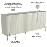 Buffet Sala De Jantar 4 Portas Brise 1 Gaveta Pés Industrial Dourado Naim I03 Luna - Lyam - 2