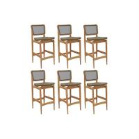 Banqueta Sala De Jantar Liz 1bmm009ca Premium Madeira Maciça Kit 6 Un Carvalho-boucle Bege Fendi-tela Bege - Kappesberg - 1