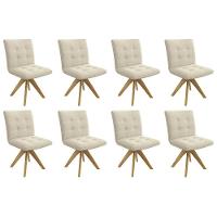 Cadeira Sala De Jantar Nice 1c001ca Premium Madeira Maciça Kit 8 Un Carvalho-linho Bege Argila - Kappesberg - 1