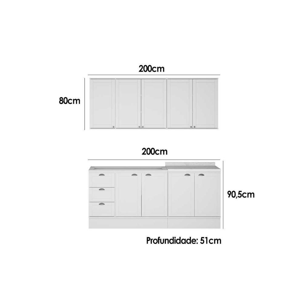 Kit De Cozinha Completa 4 Peças Bella (2aéreos+2balcões) C4p167 Branco - Carraro - 2
