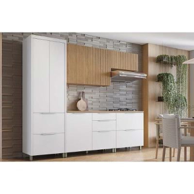 Cozinha Modulada Nesher Rainha E Marquesa 5 Peças (2aéreos+2balcões+1paneleiro) C5p110 Nature-branco-nesher