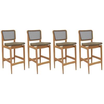 Banqueta Sala De Jantar Liz 1bmm009ca Premium Madeira Maciça Kit 4 Un Carvalho-boucle Bege Fendi-tela Bege - Kappesberg