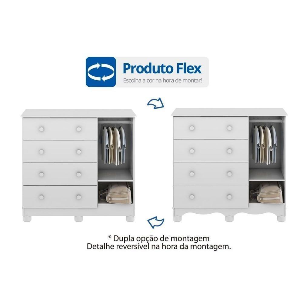 Cômoda Infantil Junior C- 1 Porta E 4 Gavetas Branco-amendoa - Peroba - 4