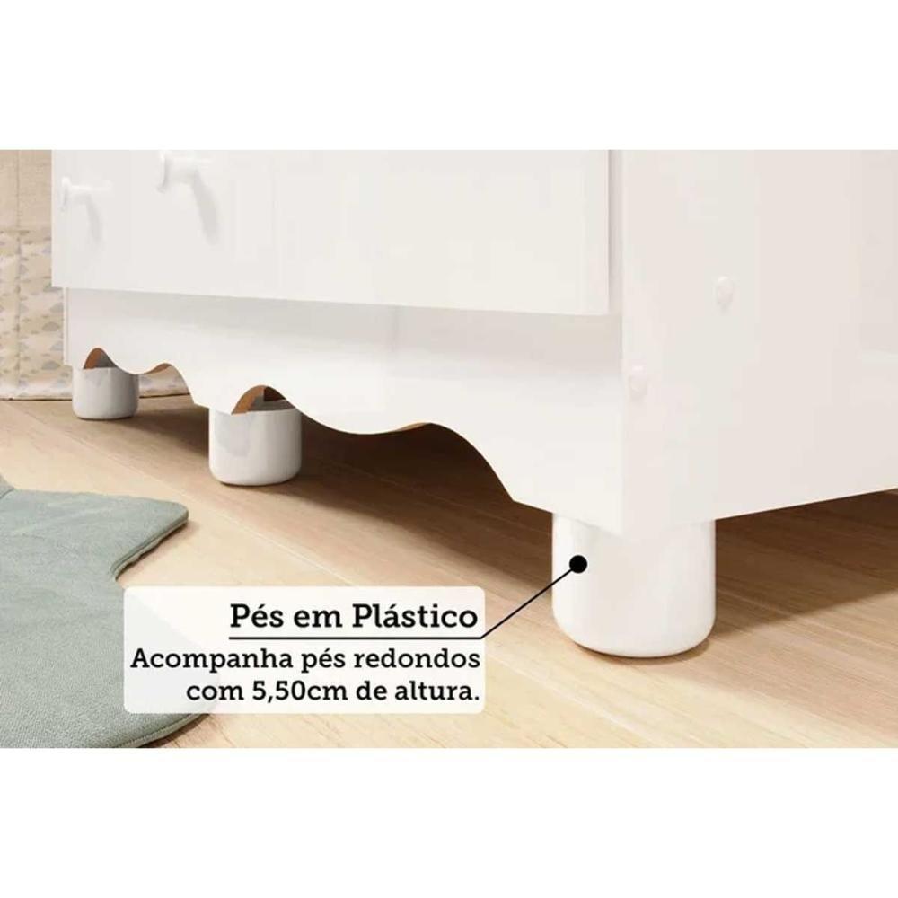 Cômoda Infantil Junior C- 1 Porta E 4 Gavetas Branco-amendoa - Peroba - 9