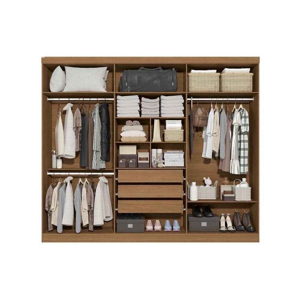 Guarda Roupa Casal 6 Portas E 3 Gavetas T580 Canela-off White - Kappesberg - 5