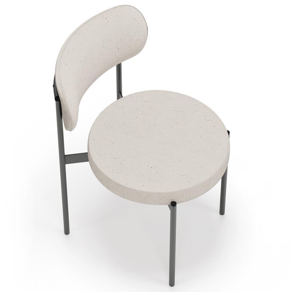 Cadeira Decorativa Estofada Para Sala De Jantar Louvre L02 Linho Cru - Lyam Decor - 6