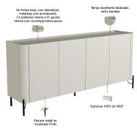 Buffet Para Sala De Jantar 4 Portas 1 Gaveta Pés Industrial Preto Naim I03 Luna - Lyam - 2