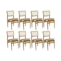 Cadeira Sala De Jantar Stela 1cmm013ca Premium Madeira Maciça Kit 8 Un Carvalho-boucle Bege-tela Bege - Kappesberg - 1
