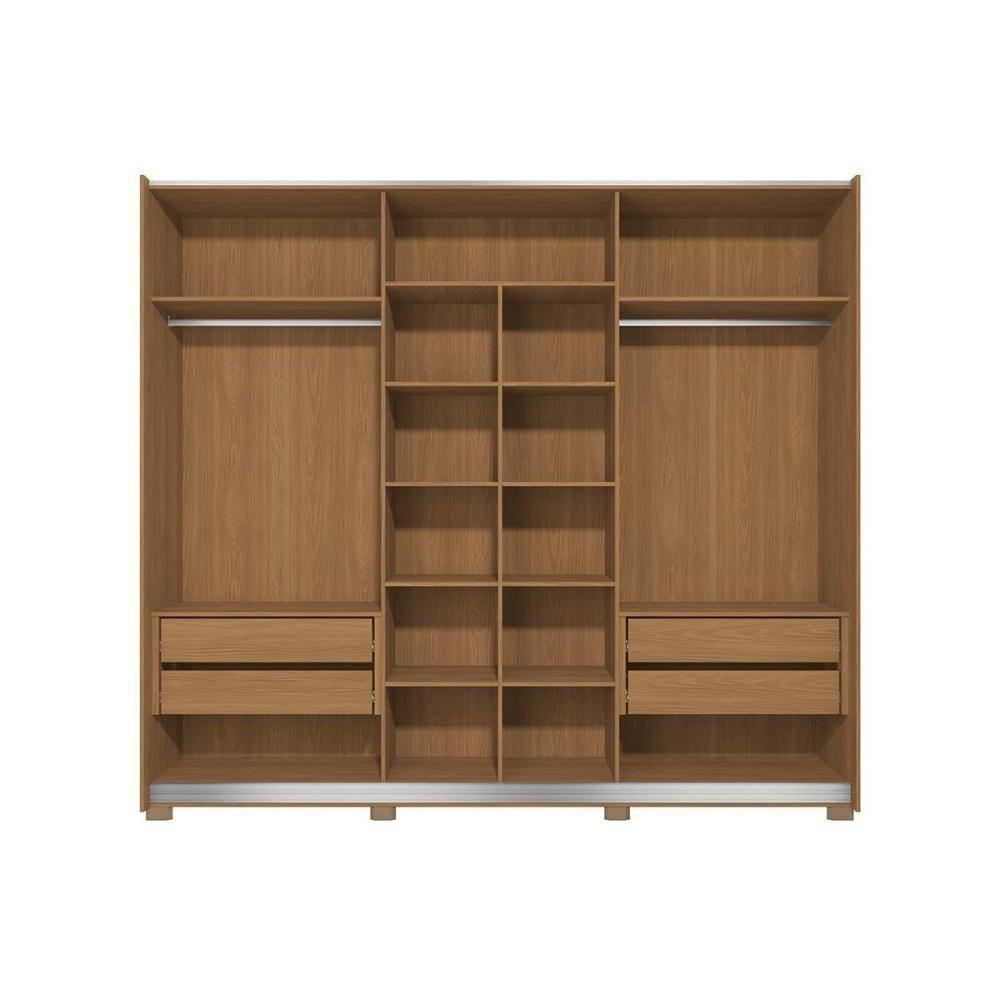 Guarda Roupa Casal 3 Portas De Correr (1 C- Espelho) E 4 Gavetas C- Pés Cb01t582 Canela - Kappesberg - 5