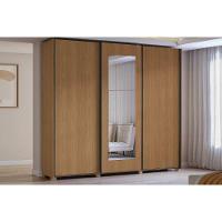 Guarda Roupa Casal 3 Portas De Correr (1 C- Espelho) E 4 Gavetas C- Pés Cb01t582 Canela - Kappesberg - 1